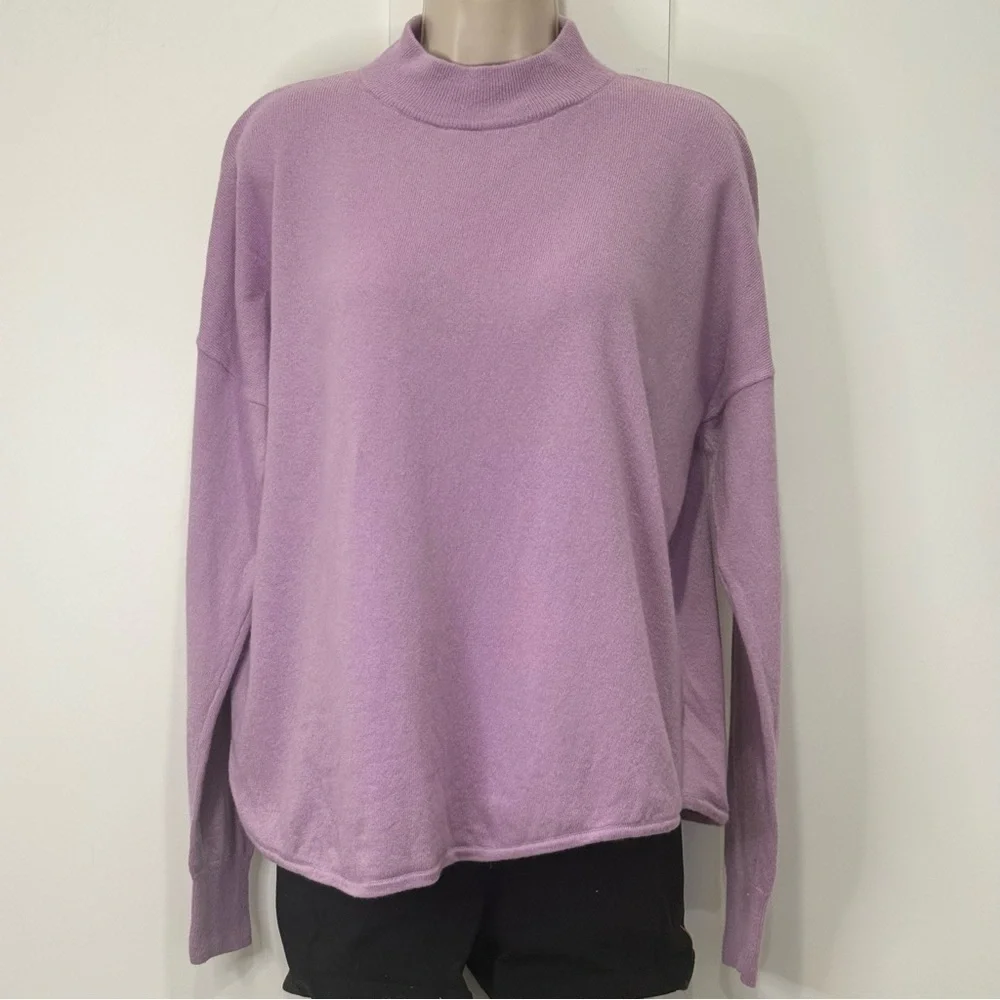 Madewell Ashbury Sweater Large Purple Mock Neck Wool Alpaca Spring Cozy Chic